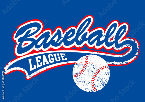 Distressed baseball script with a baseball