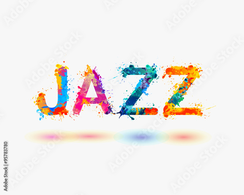 Word "JAZZ" Rainbow splash paint