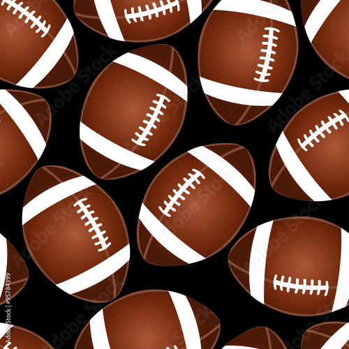 Football on black seamless pattern