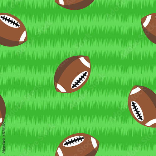 Footballs on field seamless pattern