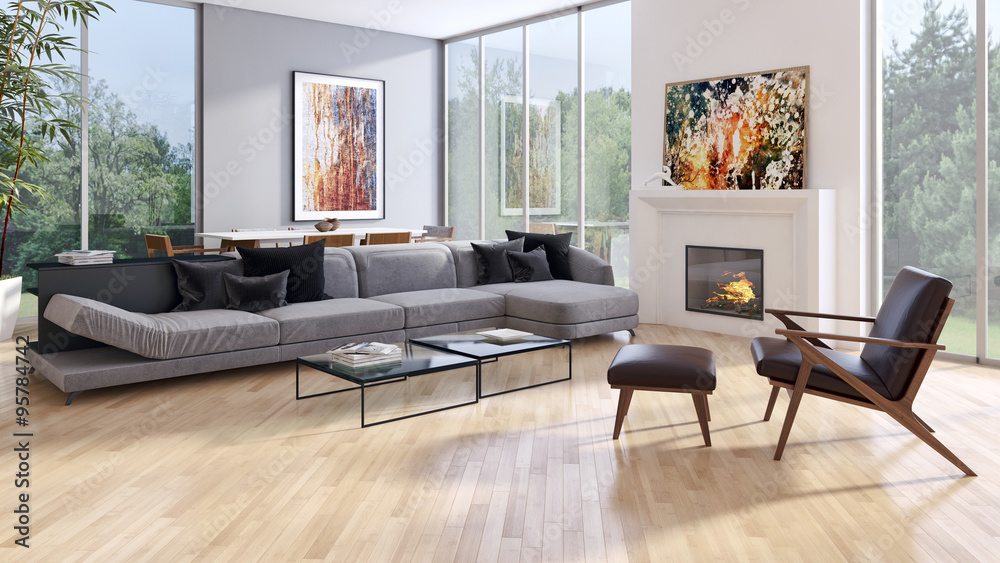 Fototapeta premium Soggiorno con caminetto