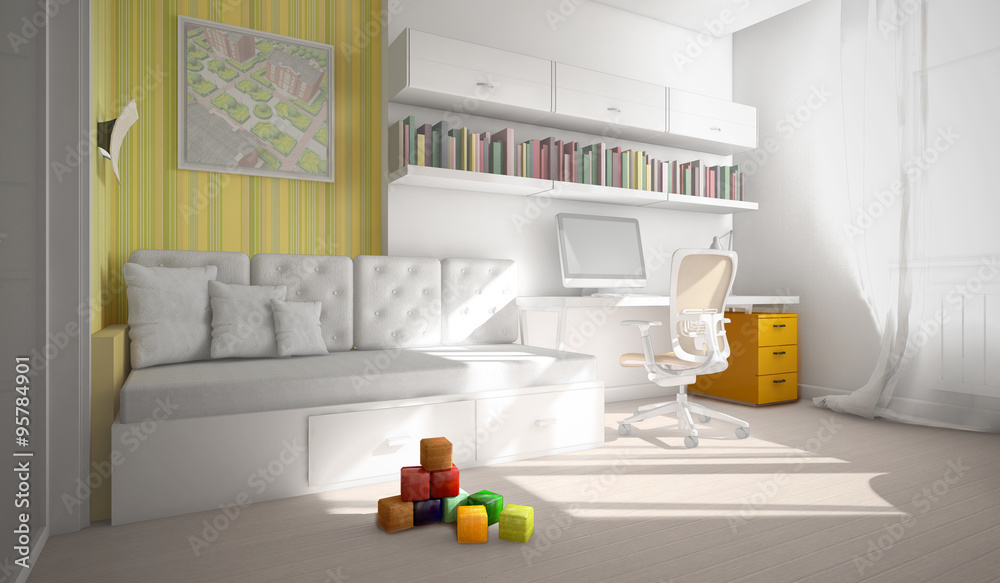 Interior of the child-room 3D rendering Interior of the child-room 3D rendering