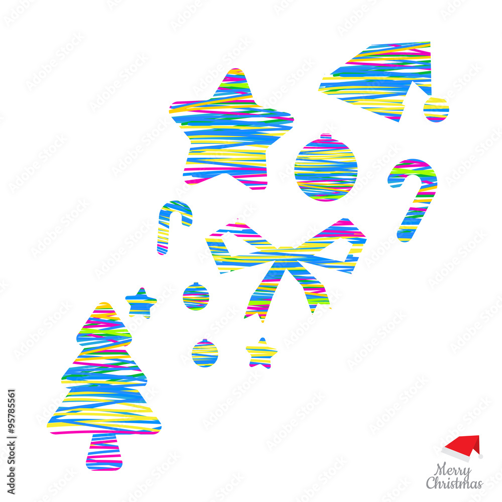 Obraz premium Merry Christmas design with colors of line inside object