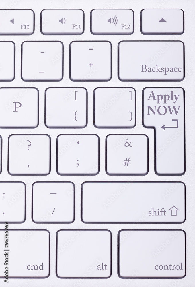 Apply now service written in key on keyboard