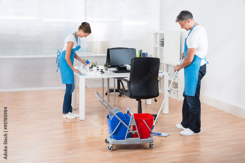 Cleaners With Cleaning Equipments Cleaning The Office Cleaners With Cleaning Equipments Cleaning The Office