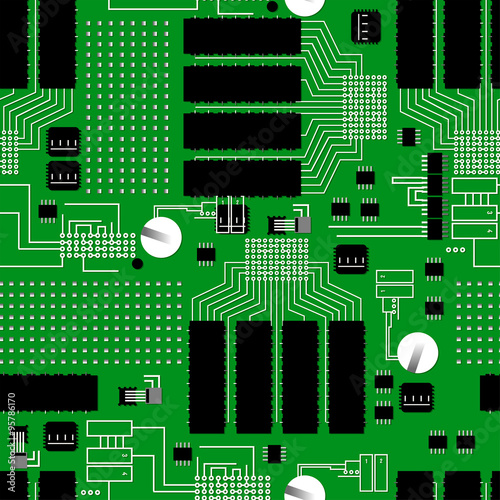 Quadro su tela Green circuit board seamless pattern