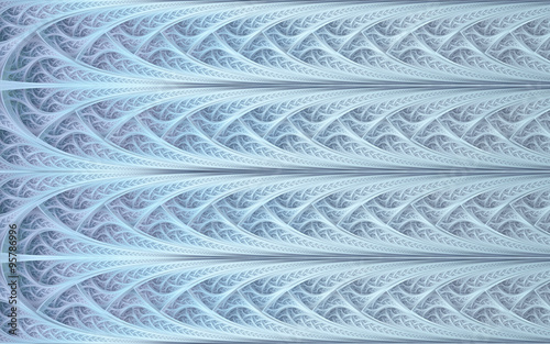 Abstract fractal background, light-blue mosaic interlacing pattern with curved stripes, vertically seamless