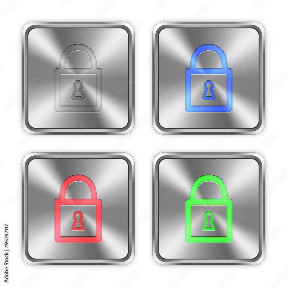 Color locked padlock steel buttons Color locked padlock steel buttons