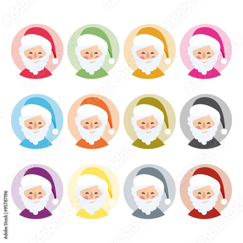 vector santa claus in different colors
