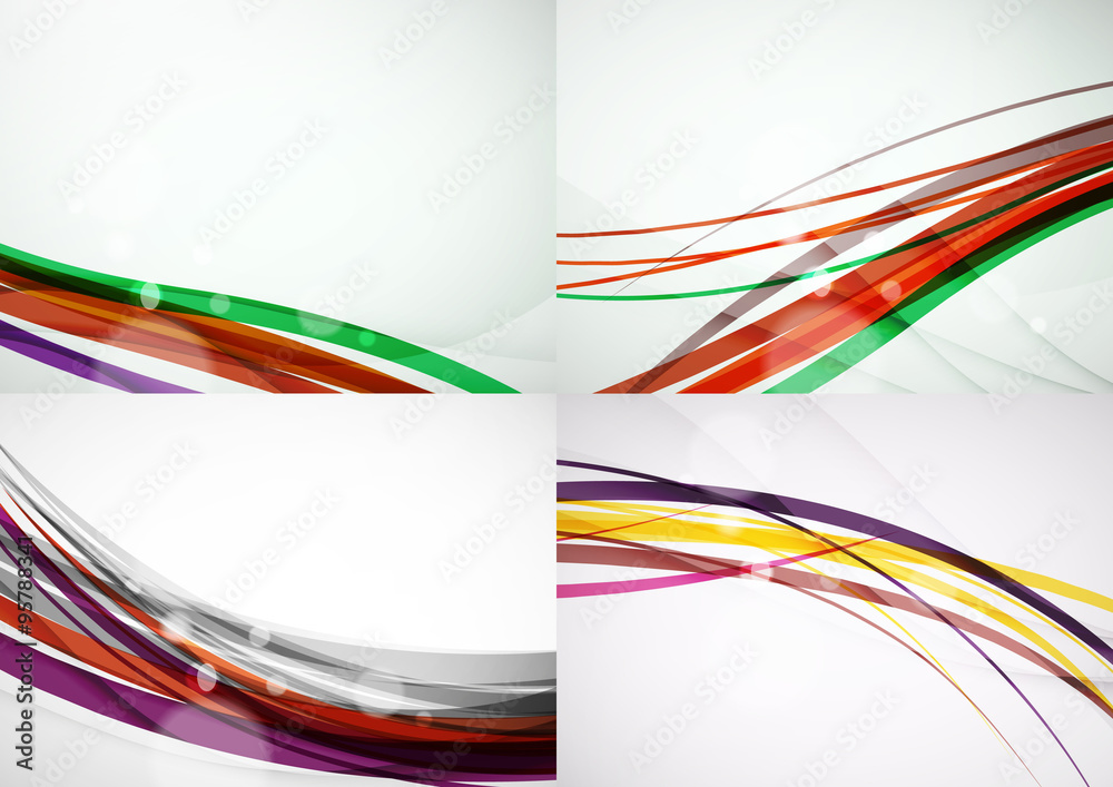 Set of abstract backgrounds. Curve wave lines with light and shadow effects Set of abstract backgrounds. Curve wave lines with light and shadow effects