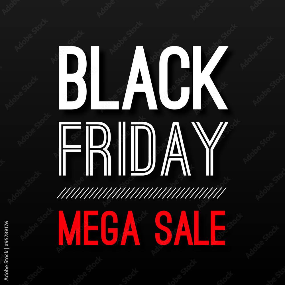 Black Friday Sale Poster design Typography vector template for your business or fashion artwork and card. Retro Vintage style. Winter sale. Christmas sale. New year sale. 