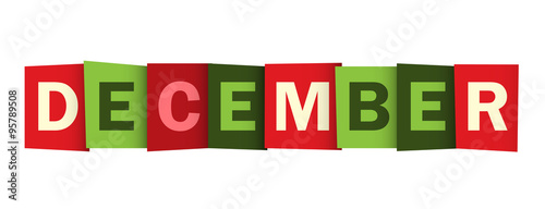 DECEMBER overlapping vector letters icon (Christmas colours)