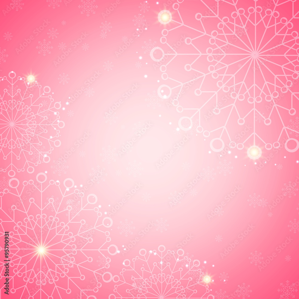 Snowflake abstract pink background