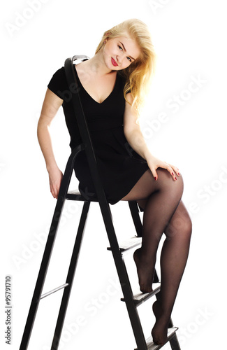 woman on a stepladder