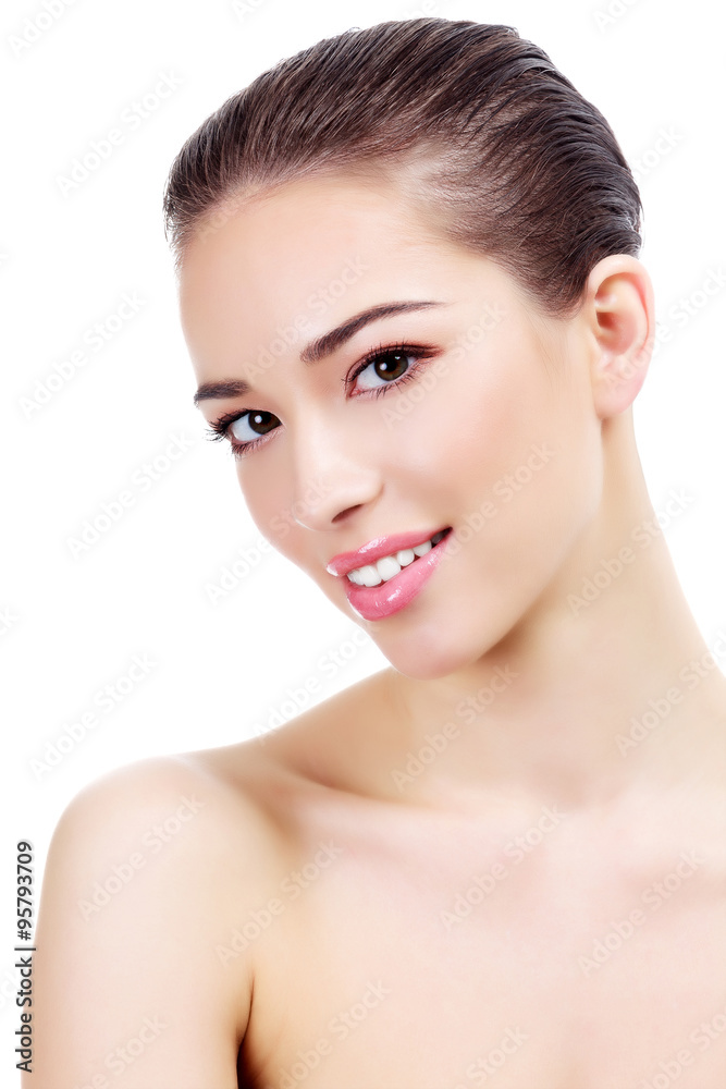 Portrait of pretty woman on white background, isolated Portrait of pretty woman on white background, isolated