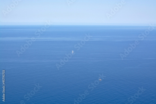 Blue seascape with Mediterranean yacht © artesiawells