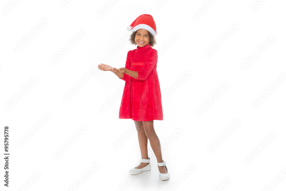 beautiful african child showing something