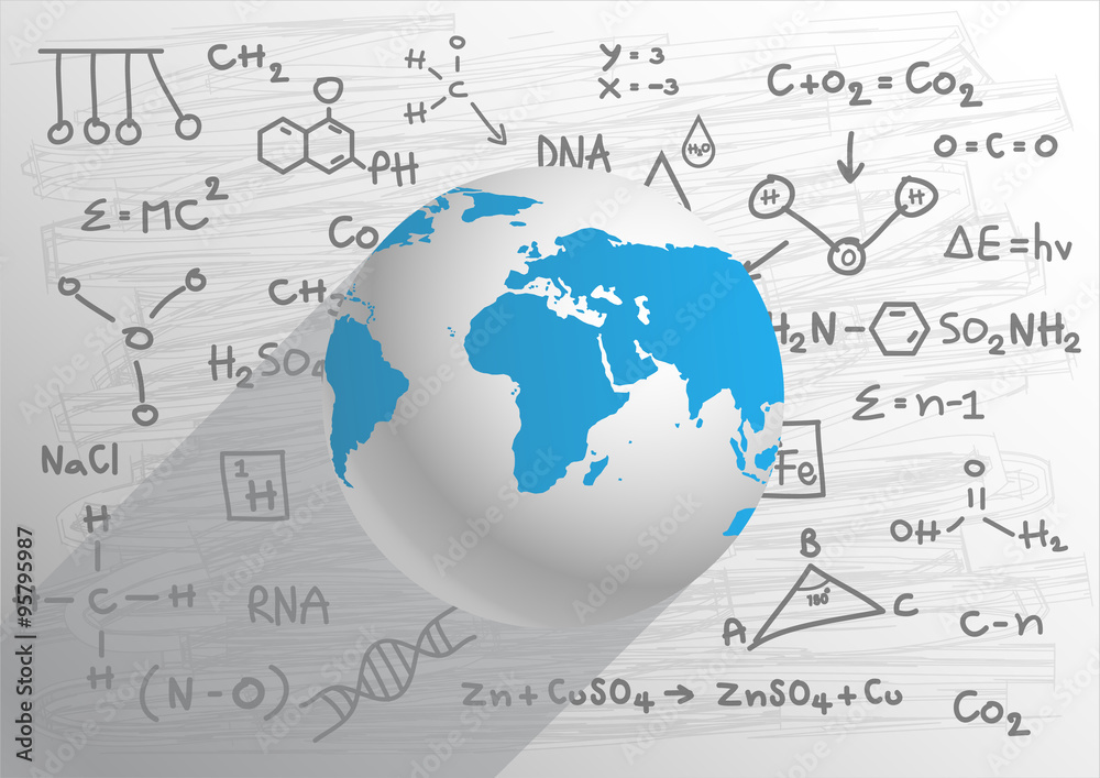 Creative drawing science on globe Creative drawing science on globe