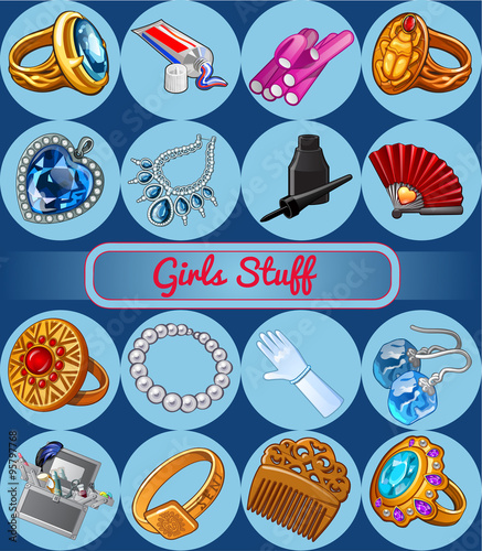 Collection of fashion jewelry and various accessories to care for themselves