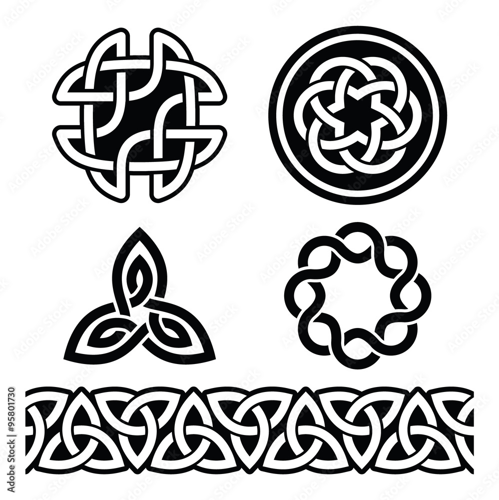 Celtic Irish patterns and knots - vector, St Patrick's Day  