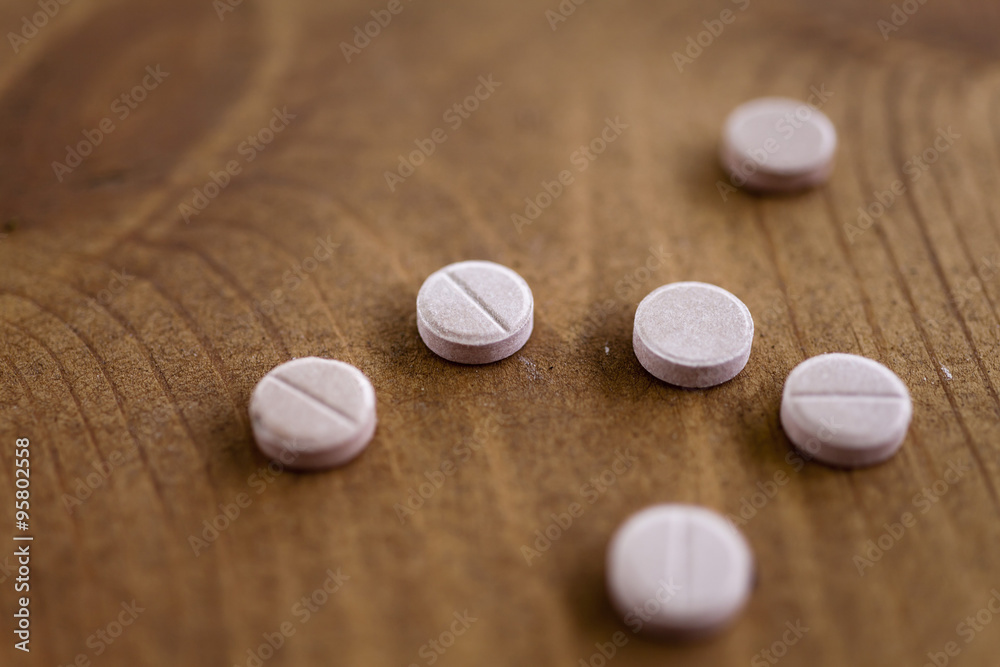 Pills on a table Pills on a table