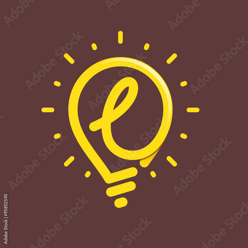 L letter with light bulb or idea icon.