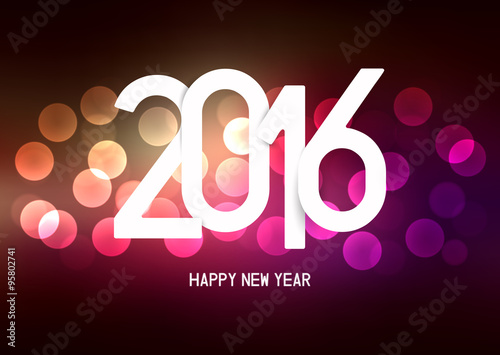 Happy New Year 2016 wishes card - bokeh background - vector eps10 illustration