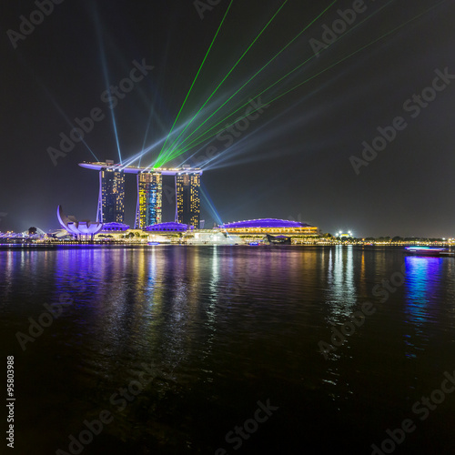 MARINA BAY SANDS, SINGAPORE NOVEMBER 05, 2015: Beautiful laser s
