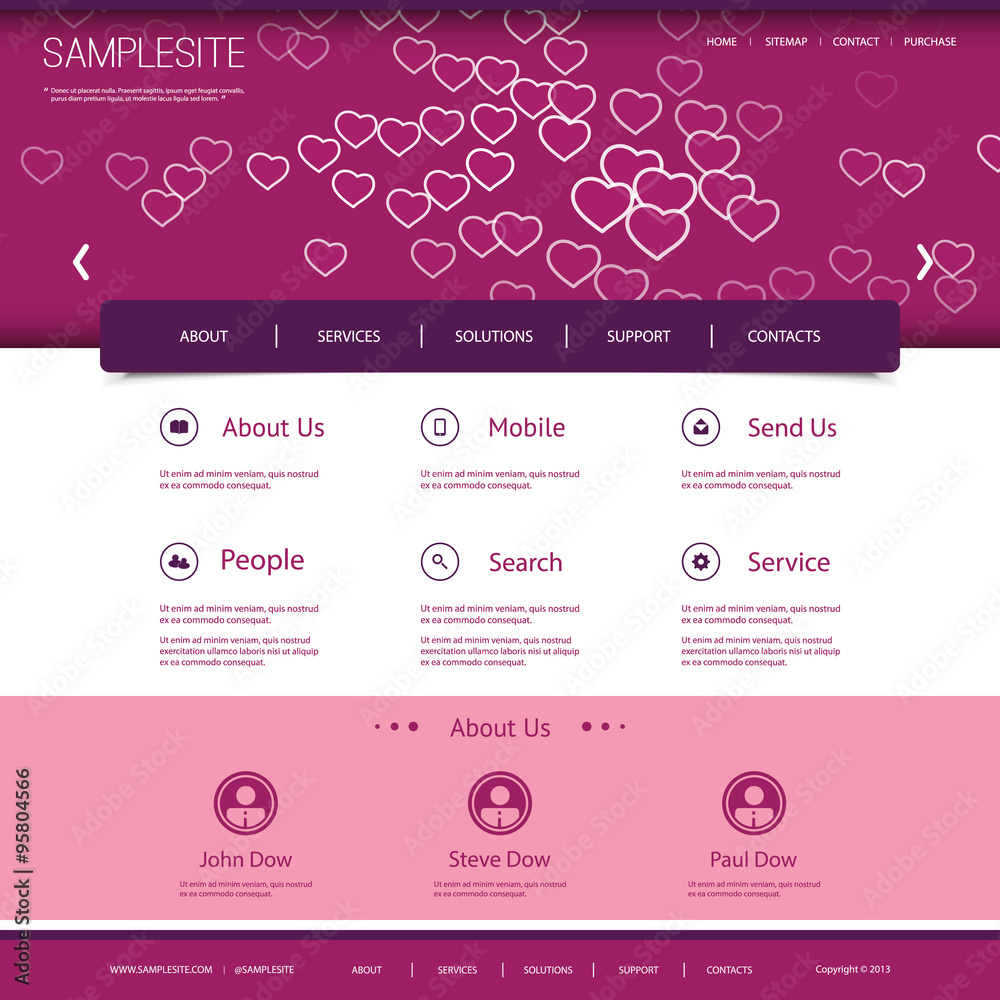 Website Template Design with Heart Design Website Template Design with Heart Design