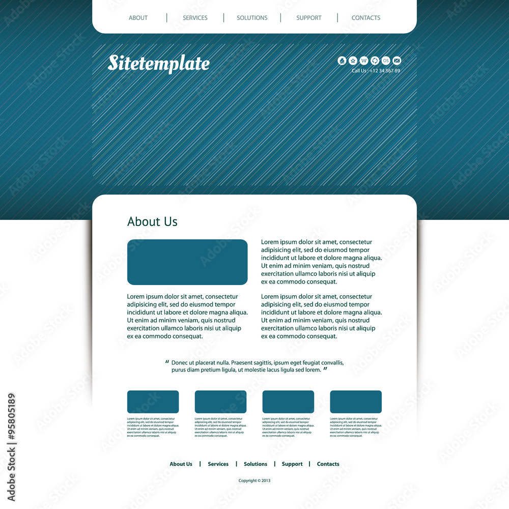 Website Template with Striped Header Design