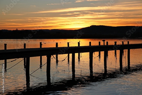 Sun dusk over the lake