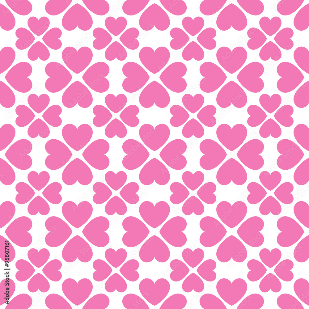 Floral seamless pattern with heart shapes