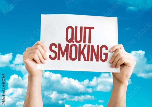 Obraz na plátne Quit Smoking placard with sky background
