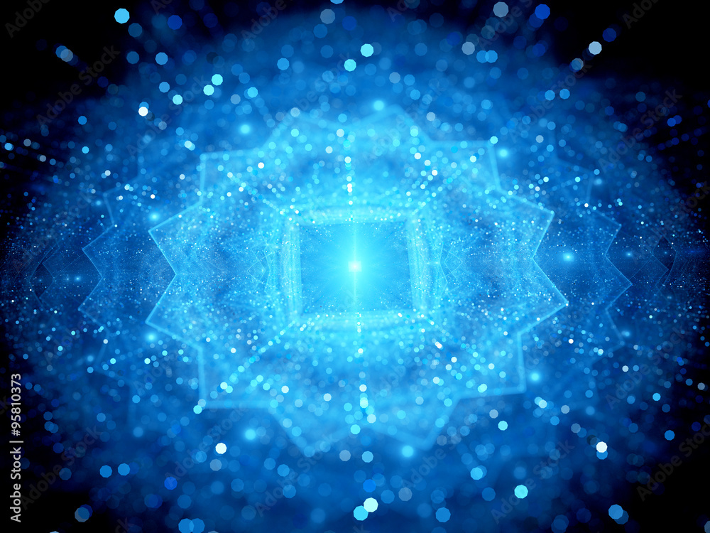 Naklejka premium Blue glowing big data in space with particles