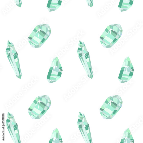 Light green crystals vector seamless pattern