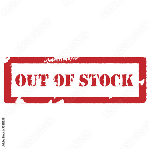 Rubber stamp with text out of stock