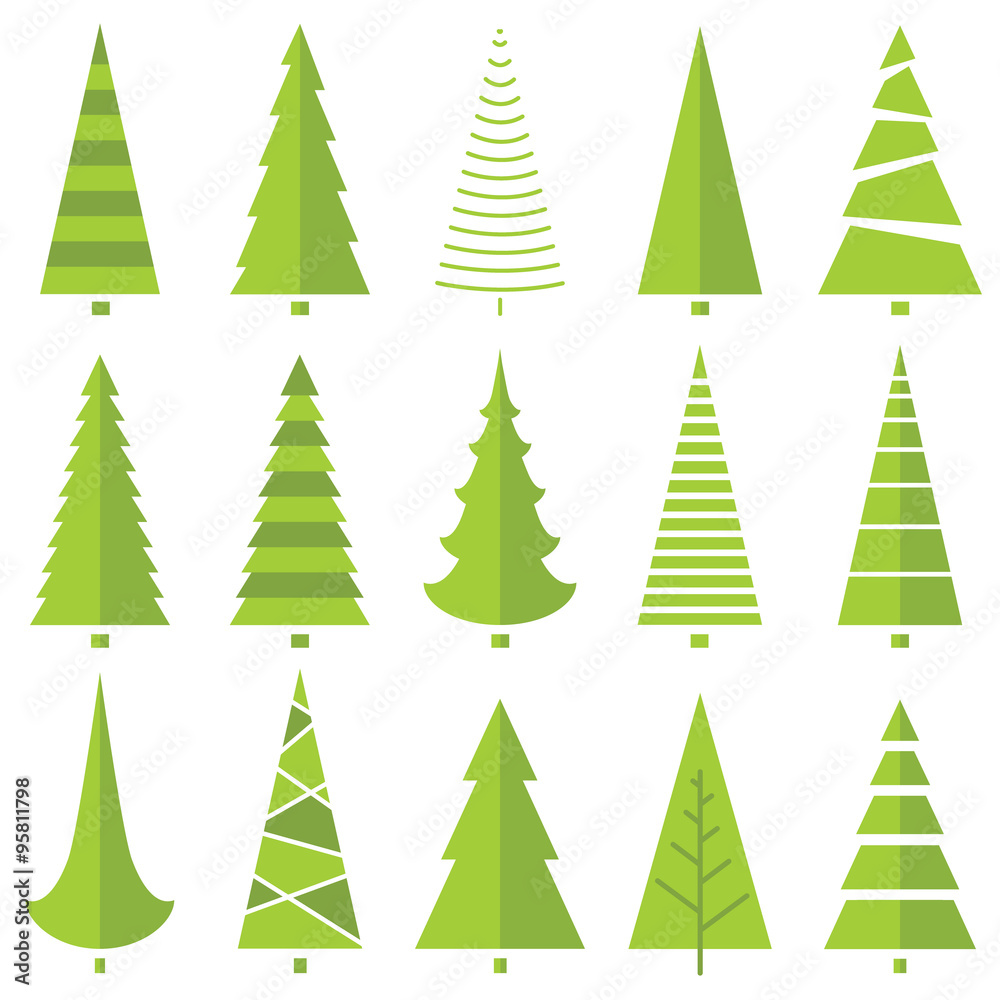 vector set with stylized Christmas tree icons vector set with stylized Christmas tree icons