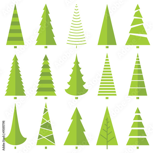 vector set with stylized Christmas tree icons