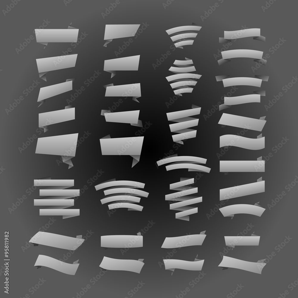 Vector grey ribbons set. Elements isolated on white background