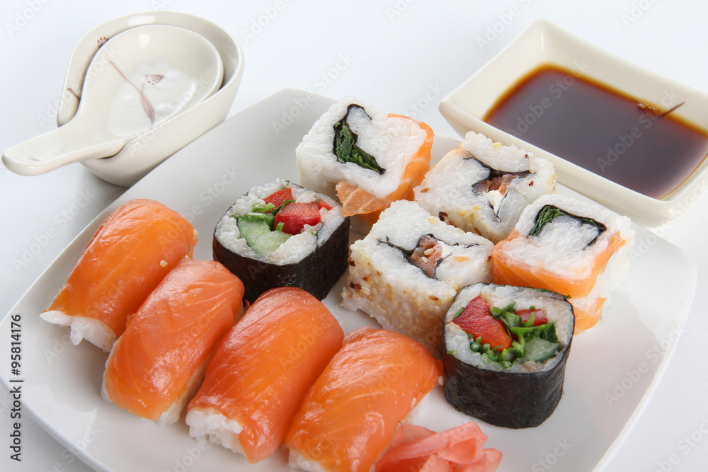 Japanese sushi food on a plate