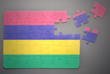 puzzle with the national flag of mauritius