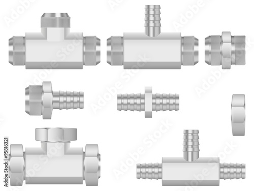 Pipe metal Fitting. Brass fitting with Threaded.