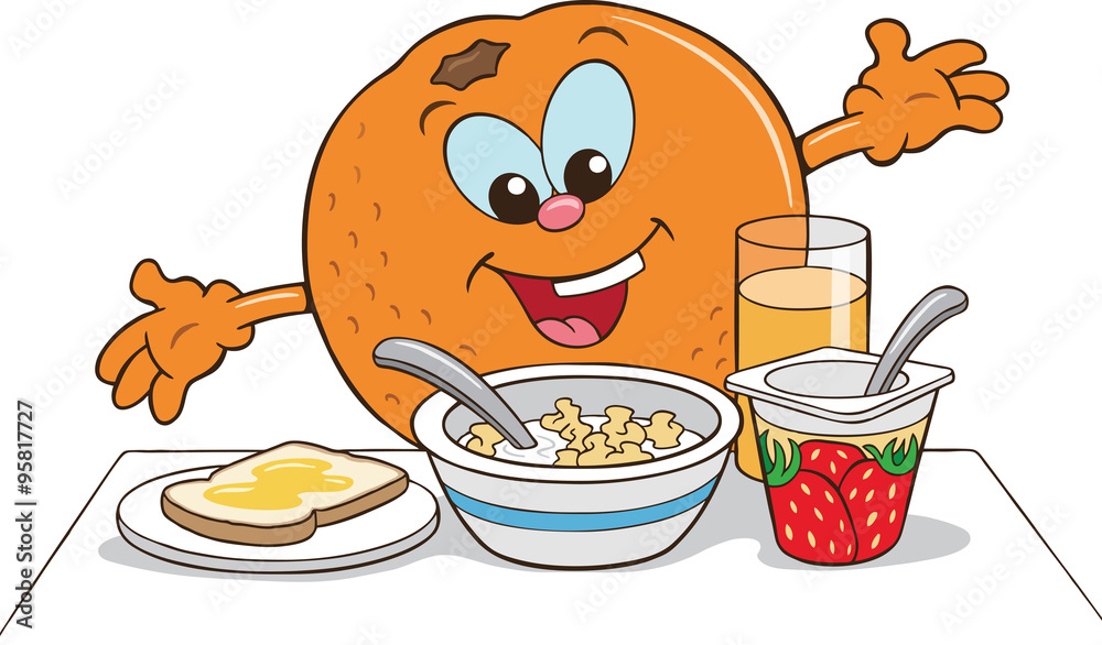 Healthy Breakfast cartoon Stock Vector | Adobe Stock