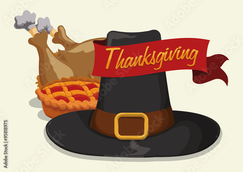 Traditional Thanksgiving Elements, Vector Illustration