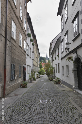 Ljubljana narrow street in Slovenia