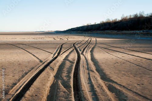 Trace Car on Sand near the lake