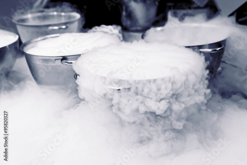 Making ice cream with liquid nitrogen photo