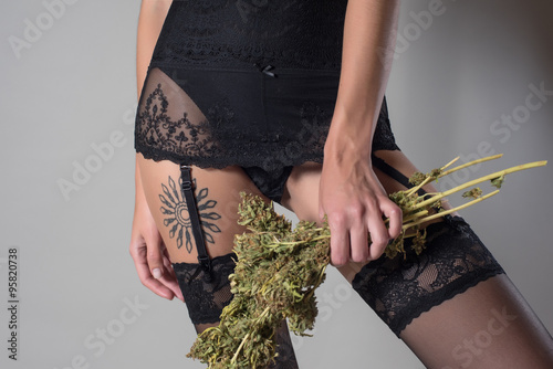 Sexy girl with cannabis
