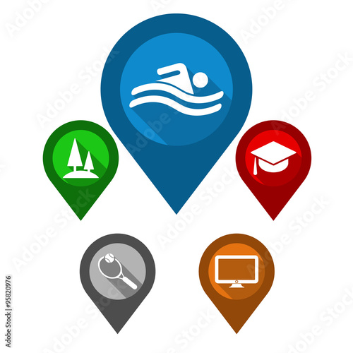 Free Download set vector map pointers / blue pin pool / green pin park / red p - GFXLoad