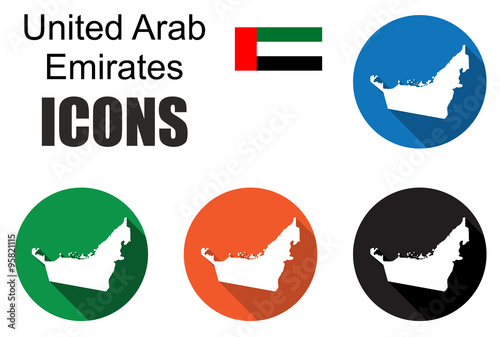 set colorful map flat icons state united arab emirates